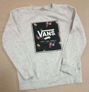 Vans Off The Wall Gray Floral Box Logo Crewneck Sweatshirt Size Small S